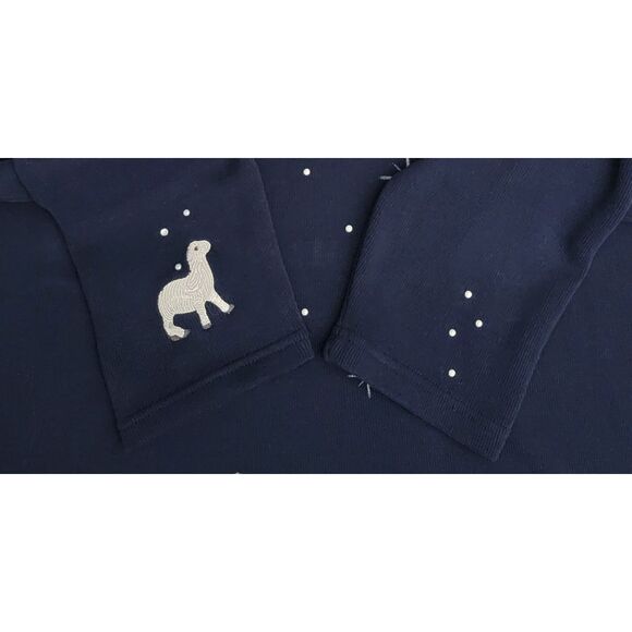 The Bradford Exchange Womens Nativity Christmas Sweater 3X Navy Blue Embroidered - Picture 4 of 9